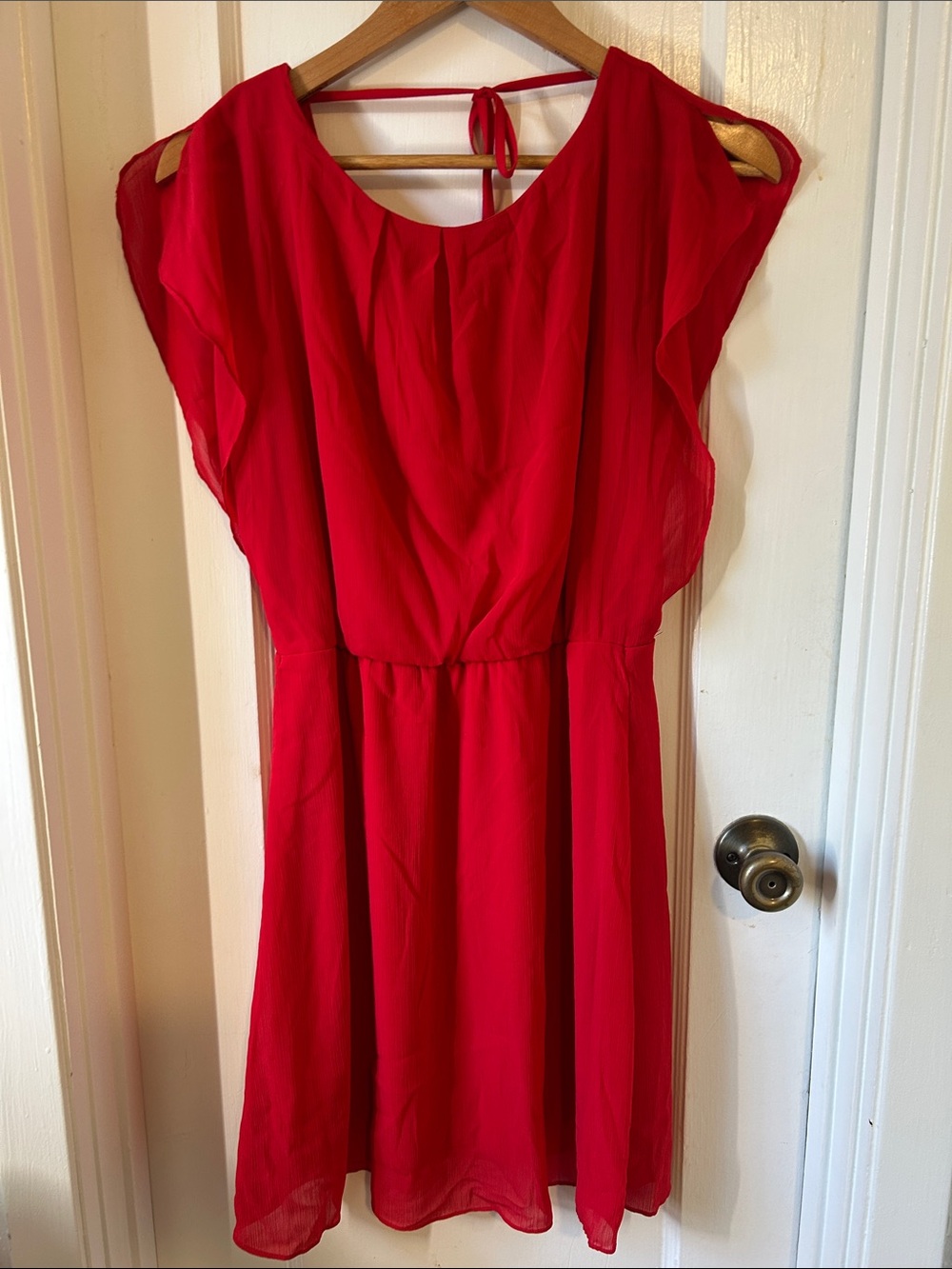 The Limited Bright Red Chiffon Mini Dress
